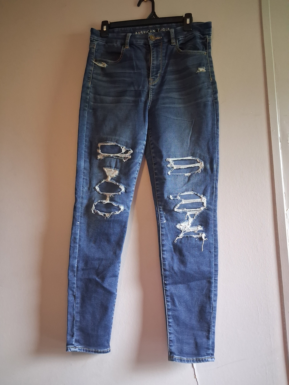 American Eagle Outfitters Blue Ripped Skinny Jeans